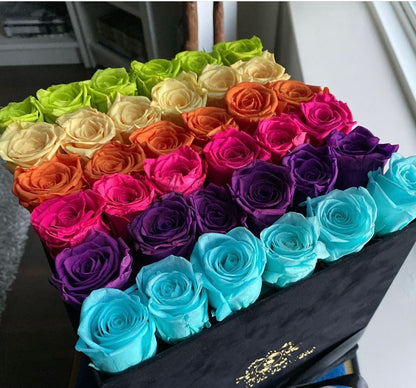 Square Velvet Splendor: 36 Preserved Roses Luxury Box