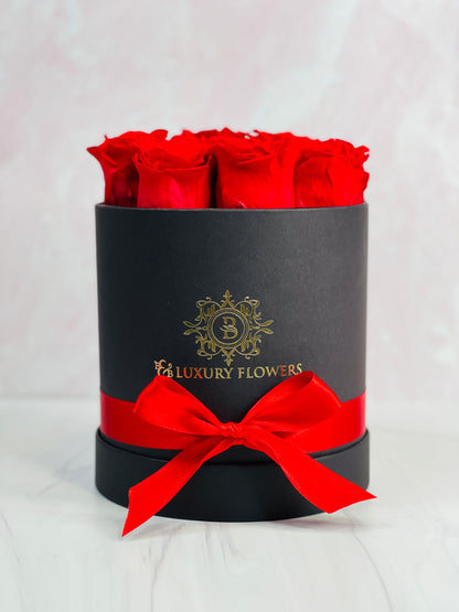 Round Elegance: 9 Preserved Roses Box